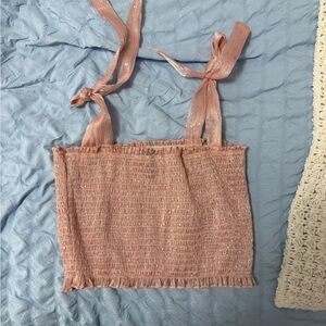 Nasty Gal Pink Smocked Sleeveless Tank Top